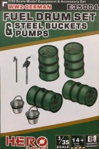 1/35 WWII German Fuel Drum Set with Pump and Steel Buckets